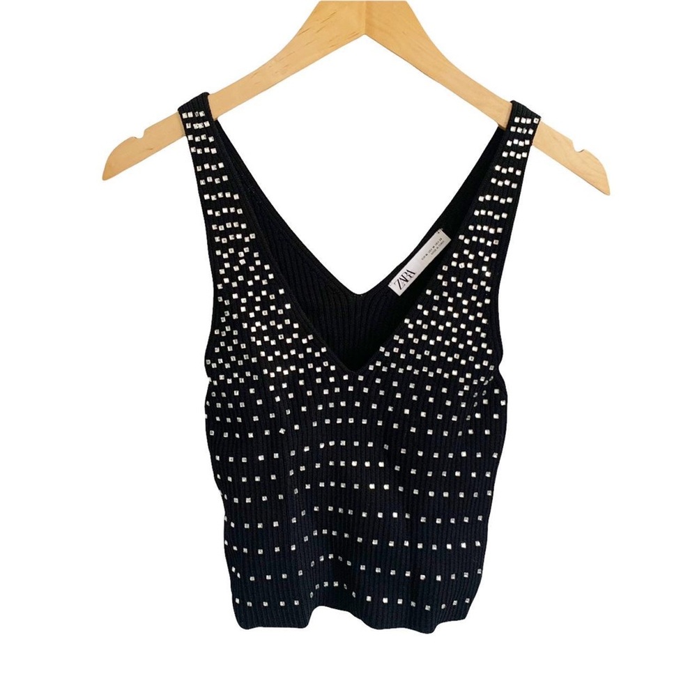 NWT Zara Ribbed Studded Top
